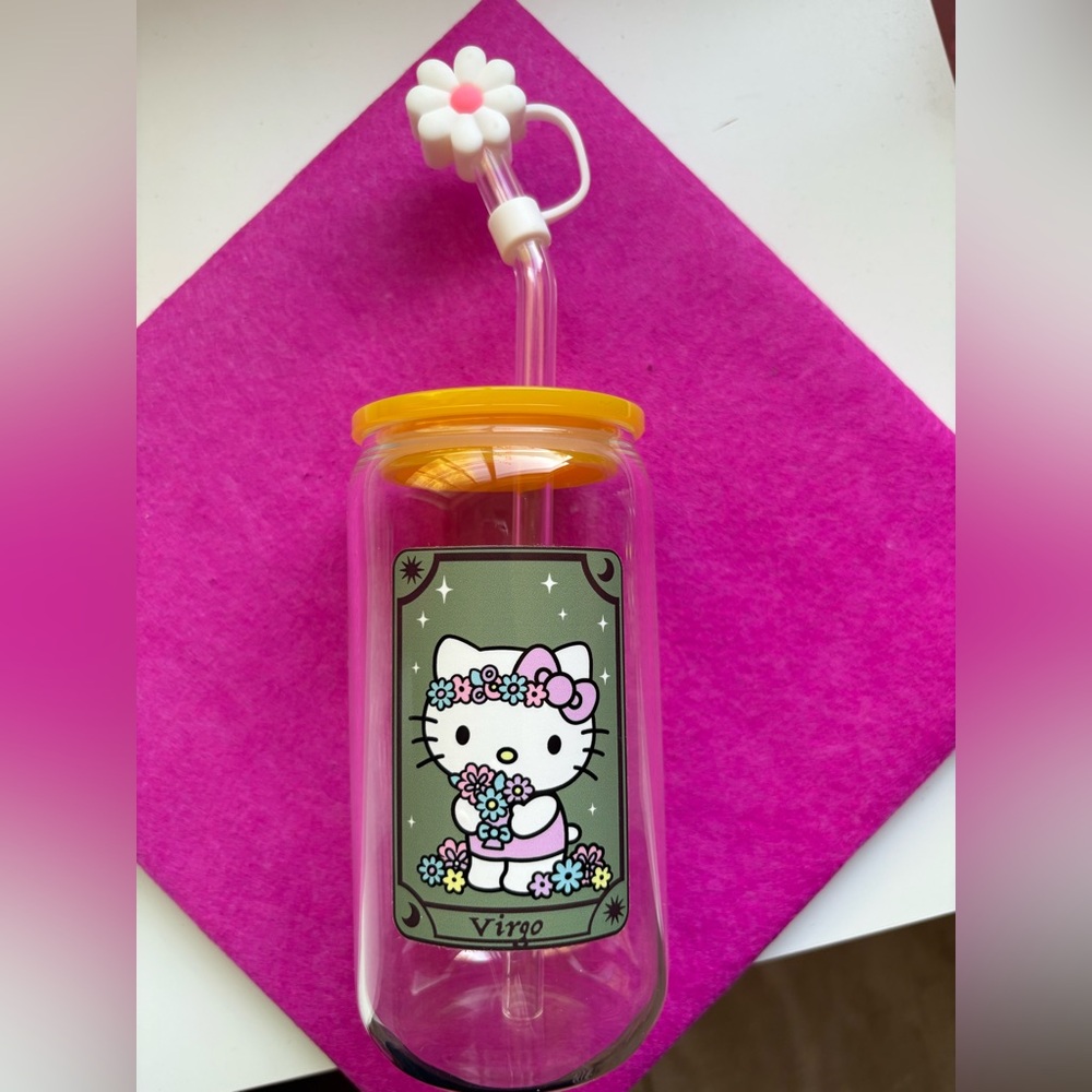 Hello Kitty Virgo Glass Tumbler with Straw